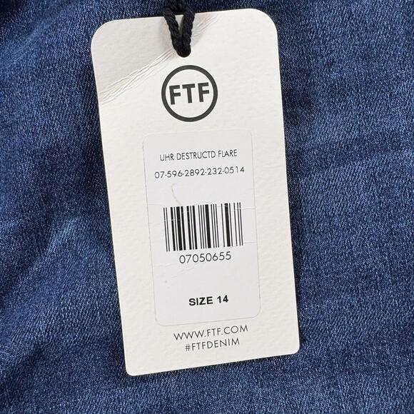 FTF Womens Vintage Y2K Distressed Flare Jeans Size 14 NWT Stretch Denim Retro EU - Picture 5 of 11